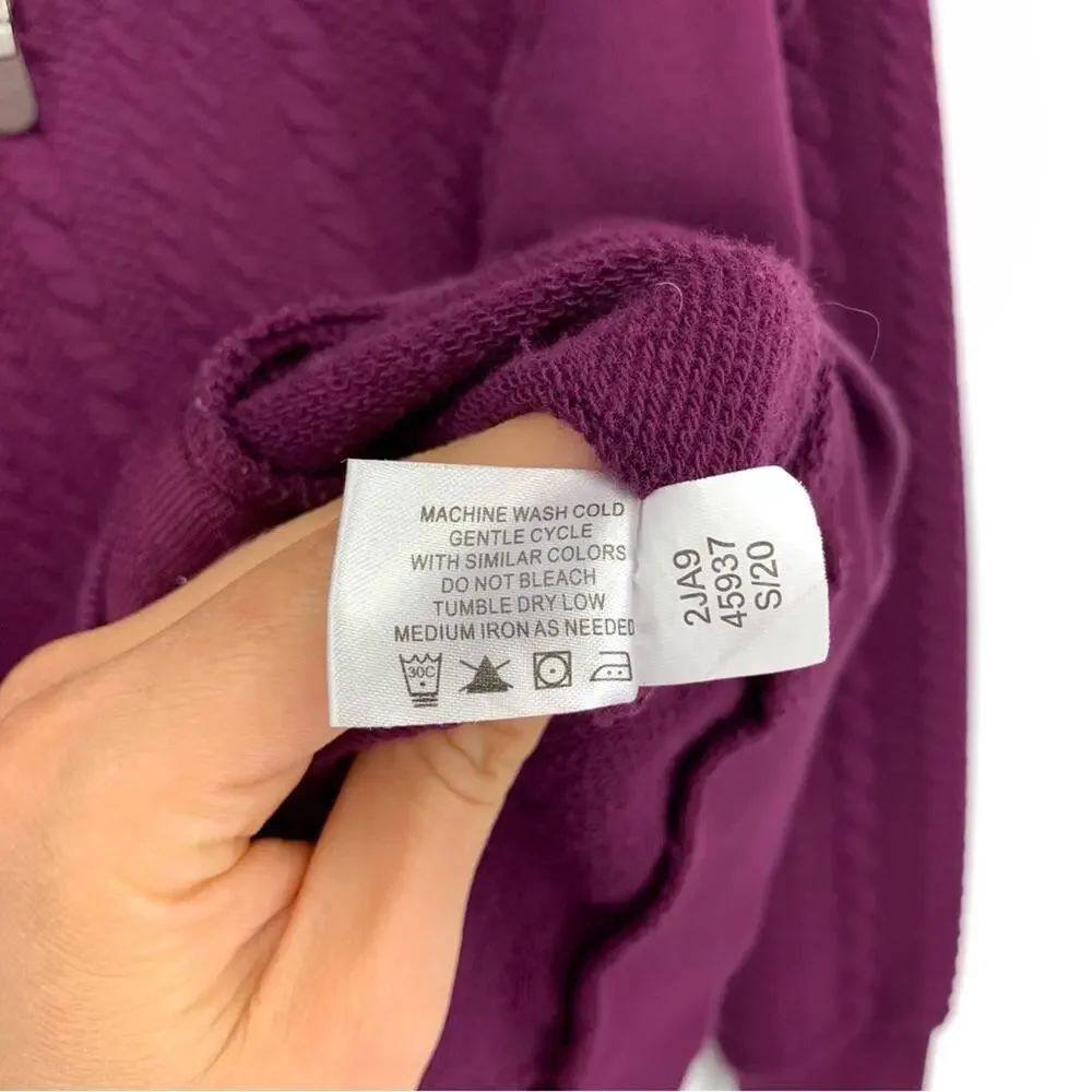 ORVIS Jacquard Cable Knit 1/4 Zip Pullover Sweater Purple S